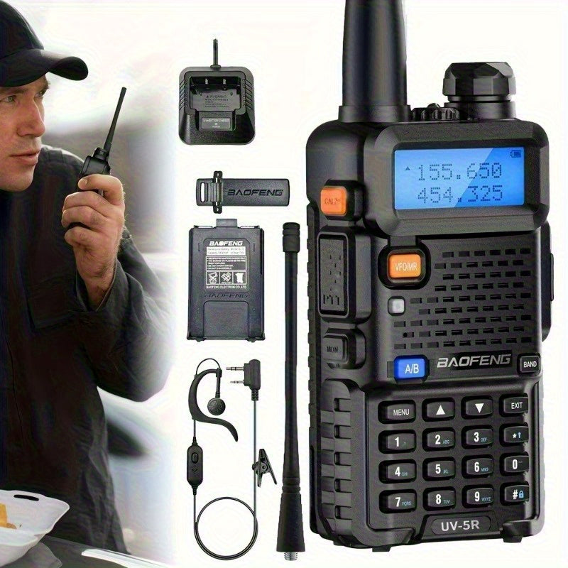 Set of 8 Baofeng UV-5R 5W Radios, Long-Distance Walkie-Talkies Equipped with a Flashlight, Featuring a Two-Way Handheld Design with an Ultra-Long Standby Time of 48-72 Hours, Ideal for Survival Gear During Hunting And Camping