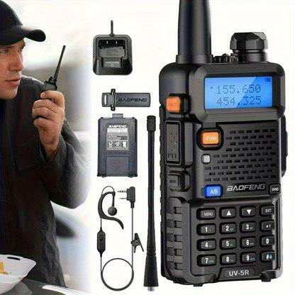 Set of 8 Baofeng UV-5R 5W Radios, Long-Distance Walkie-Talkies Equipped with a Flashlight, Featuring a Two-Way Handheld Design with an Ultra-Long Standby Time of 48-72 Hours, Ideal for Survival Gear During Hunting And Camping