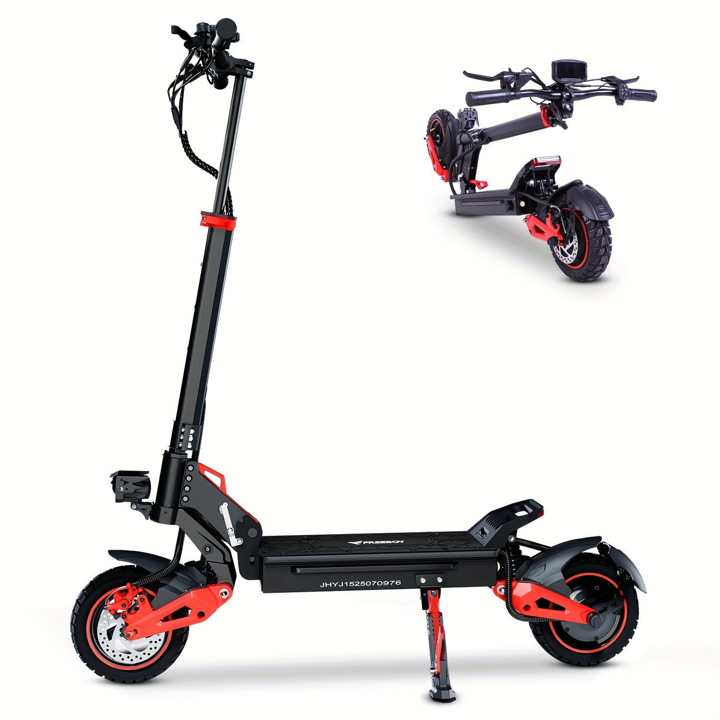 Folding Electric Scooter for Adults with 10" Off-Road Tires, Long-Range 48V18Ah Battery, Dual Braking & Shock Absorption, Supports 264.55LB Load, Portable Mobility, Urban Commuting, Sleek Mobility, Compact Design, Highperform