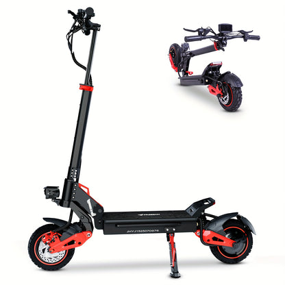 Folding Electric Scooter for Adults with 10" Off-Road Tires, Long-Range 48V18Ah Battery, Dual Braking & Shock Absorption, Supports 264.55LB Load, Portable Mobility, Urban Commuting, Sleek Mobility, Compact Design, Highperform