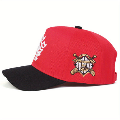 Men's Gothic SF Baseball Cap - Lightweight Adjustable Hat with SF Lettering, Red/Black/, Polyester Fill for Outdoor, Sports, Casual Attire - Casual Streetwear Hat, Baseball Hat, Outdoor Headwear, Stylish Contrast Design, Brea