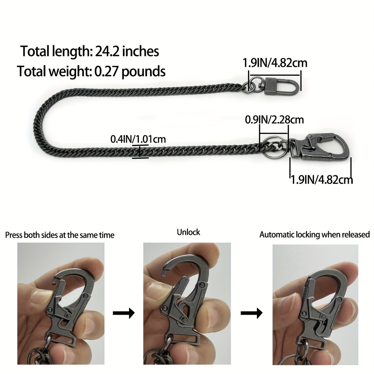 Ahiller Business Style Wallet Chain, Hip Hop Style Keychain - Dual Lock Security Design, Outdoor Camping, Traveling Accessory for Motorcycle/Daily Use with Scratch Resistant Coating, Men's EDC Carrying Gear Chain, Perfect Gif