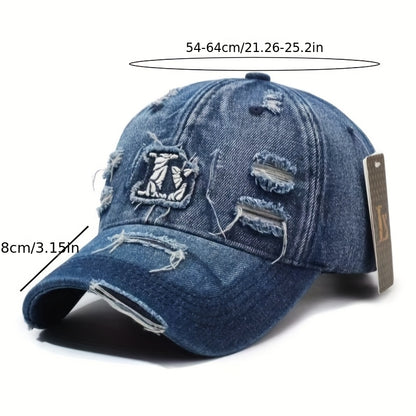 Retro Western Baseball Cap - Vintage Distressed Jeans-like Hat with Snapback Closure, Lightweight Non-Stretch Fit for Men & Women, Casual & Formal Events - Durable Everyday Cowboy Hat
