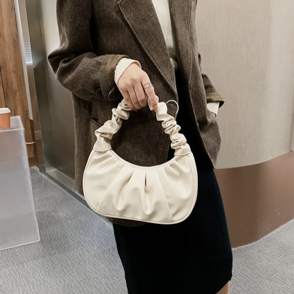 Fashion Pleated Handlebags for Women PU Cloud Bags Leisure Armpit Bag Shopping Shoulder Bags Dumpling Handbag Female Hand Bags