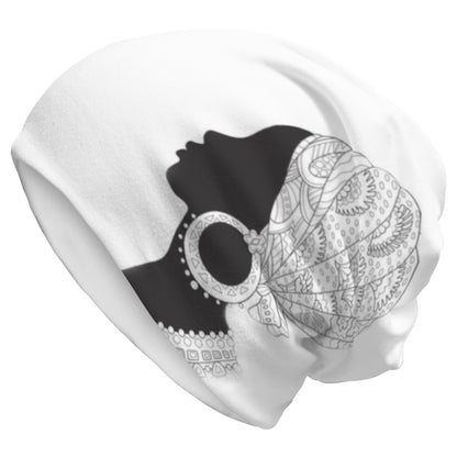African Women's Art Beanie Hat - Soft Lightweight Fabric with Intricate Cultural Patterns, Unisex Casual Skull Cap for Men & Women, Breathable Warm Design for Casual Attire, Stylish Headgear, Modern Slouchy Fit, Comfortable F