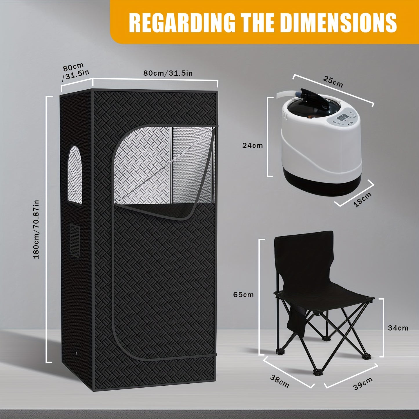 [Remote Control Sauna] Portable Steam Sauna Box, Portable Sauna for Home, Person Sauna Tent Sauna Box At Home Spa with 87.92oz & 1500W, Remote Control, Folding Chair, Home Sauna for Gym, Pilates, Garage, Hot Tub