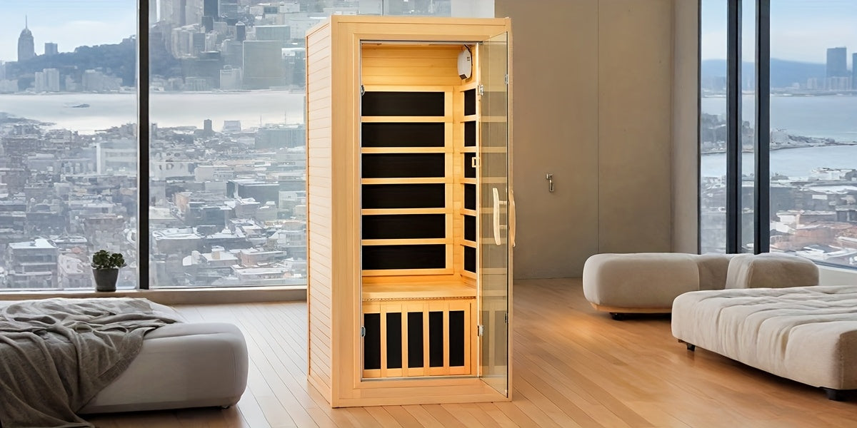 1-3 Person Infrared Home Sauna with Smart Controller, Fast 10 Min Warm Up, Features Heating Panels, Ventilation Ports, Cup Holder, Bookshelf & Towel Holder, Reading Light, Perfect for Home Spa Or Gym