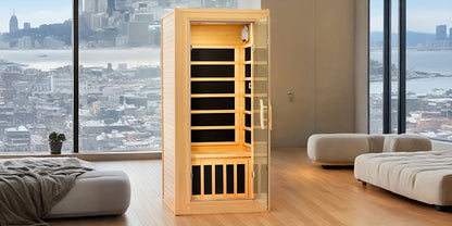 1-3 Person Infrared Home Sauna with Smart Controller, Fast 10 Min Warm Up, Features Heating Panels, Ventilation Ports, Cup Holder, Bookshelf & Towel Holder, Reading Light, Perfect for Home Spa Or Gym