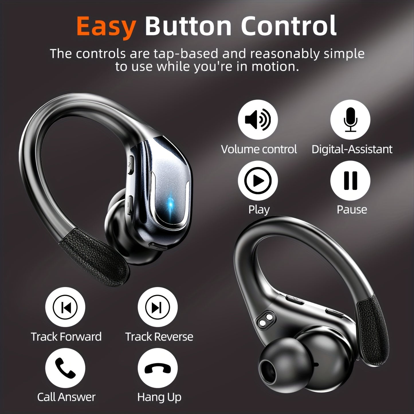 [Pure Bass Sound] LIFEBEE Wireless Earbuds | Earphones with Earhooks | Pure Bass Sound | ENC Noise Cancelling | Dual-LED Display | Built-in Microphone