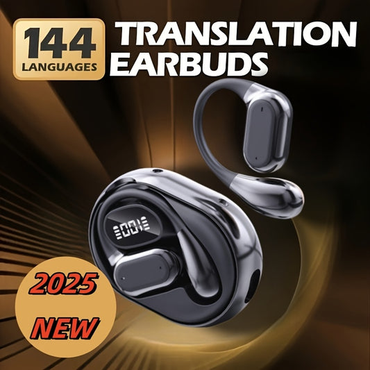 2025 NEW style [Real-Time Translator on-ear Earbuds] Real-Time 2-Way Language Translator none-in-ear Earbuds | 144 Languages, Portable Translation Headset with APP for Music & Calling, for iOS for Android,for Christmas gift