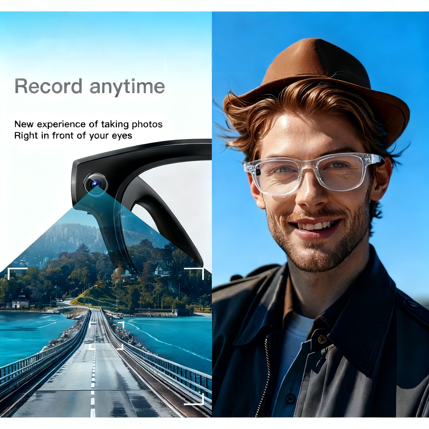 2025 Real-Time Translation Smart Glasses with 160 Language, 4K Video Recording & Wireless Calling - Magnetic Fast-Charging Wireless Eyewear for Travel, Business, Smart Device Compatibility (-)