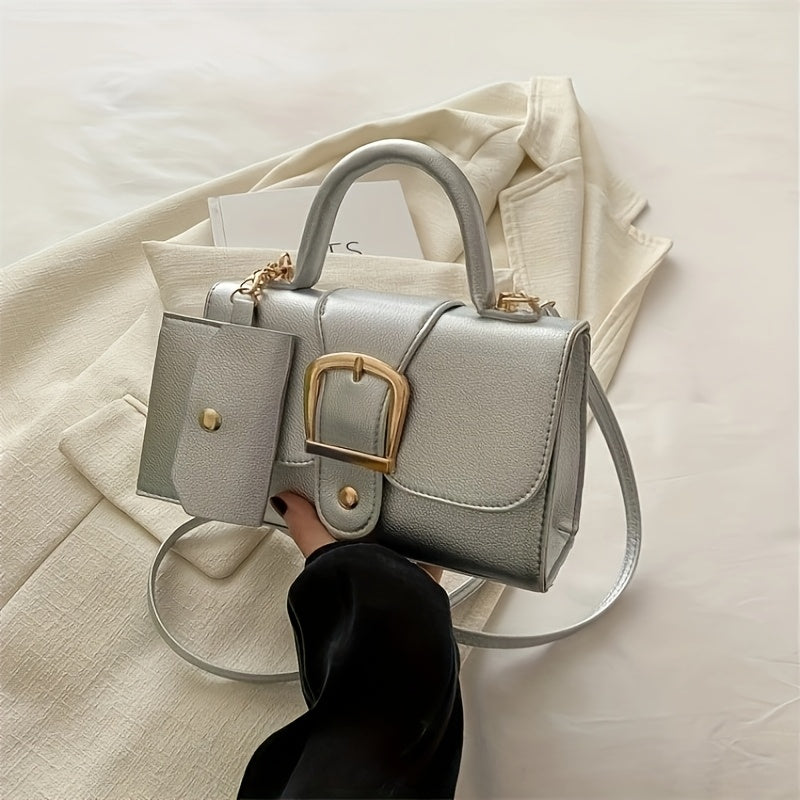 [Square Crossbody Bag] Women'S Small Square Crossbody Bag - Lightweight Synthetic Purse with Snap Closure, Compact Everyday & Formal Bag in Orange, Pink, Blue, Yellow, White, Black - Minimalist Chic Handbag for Women, Crossbo