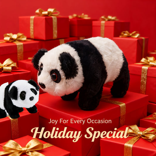 Walking & Singing Smart Robot Panda Plush with -Nodding Interaction - - (Low Voltage) Cute Companion Robot for & Collectors, Realistic Walking & singing functionality