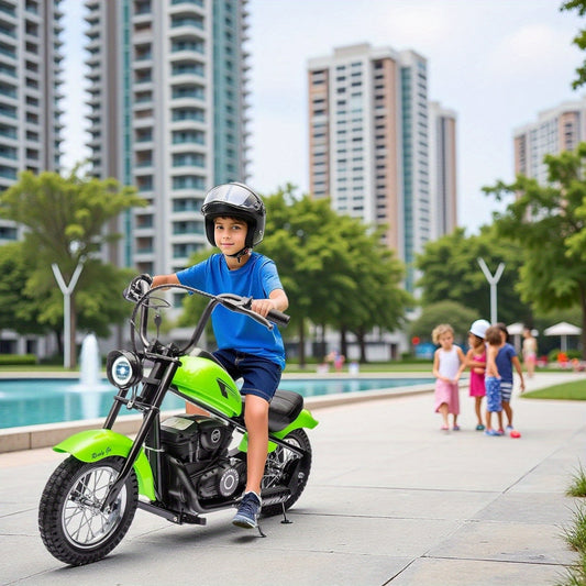 24V Electric Kids Dirt Bike, 250W Electric Motorcycle w/LED Light, Seat- Two Speed Max Up to 14MPH & 60 Minutes Continuous Motorbike Ideal Christmas Gift Birthday Gift for Boys Girls