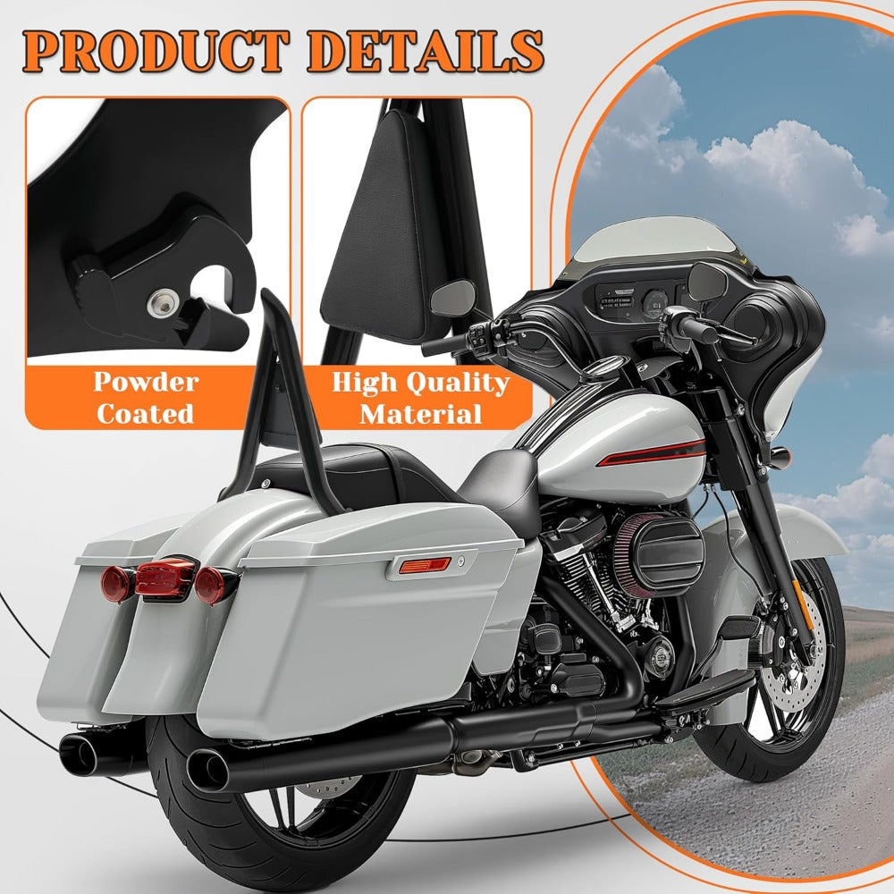 Detachable Backrest rear backrest Compatible with 2009-2024 Touring Models Street Road Electra Glide Road King CVO Ultra Limited Low Back Rest Luggage Rack (22 Inches Black)