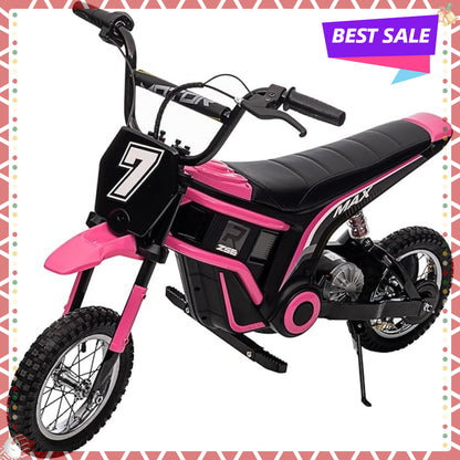24V Electric Dirt Bike for Kids - 350w Powerful Motorcycle for Boys & Girls' Christmas Gifts, 3 Speed Modes Up to 14.29MPH, Off-Road Motocross Bike Gift for Ages 8-12, No.7
