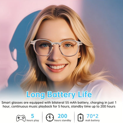 AI Smart Glasses, Smart Glasses with 160 Languages Real Time Translation Support, Chat GPT System, HVESBSFSYNew Multi-functional Audio Glasses for Men And Women, Built-in Microphone And Speaker, HD Voice Calls And HIFI Music