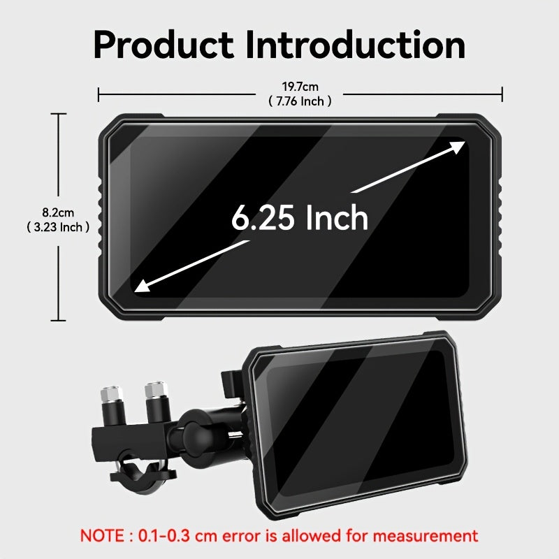 VENBES 6.25-Inch Motorcycle Navigation System with Wireless CarPlay & Android Auto, IP67 Waterproof, Wireless Compatible, for Mount Computer Compatible for /MAPs/Navigations