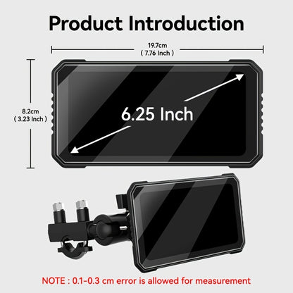 VENBES 6.25-Inch Motorcycle Navigation System with Wireless CarPlay & Android Auto, IP67 Waterproof, Wireless Compatible, for Mount Computer Compatible for /MAPs/Navigations