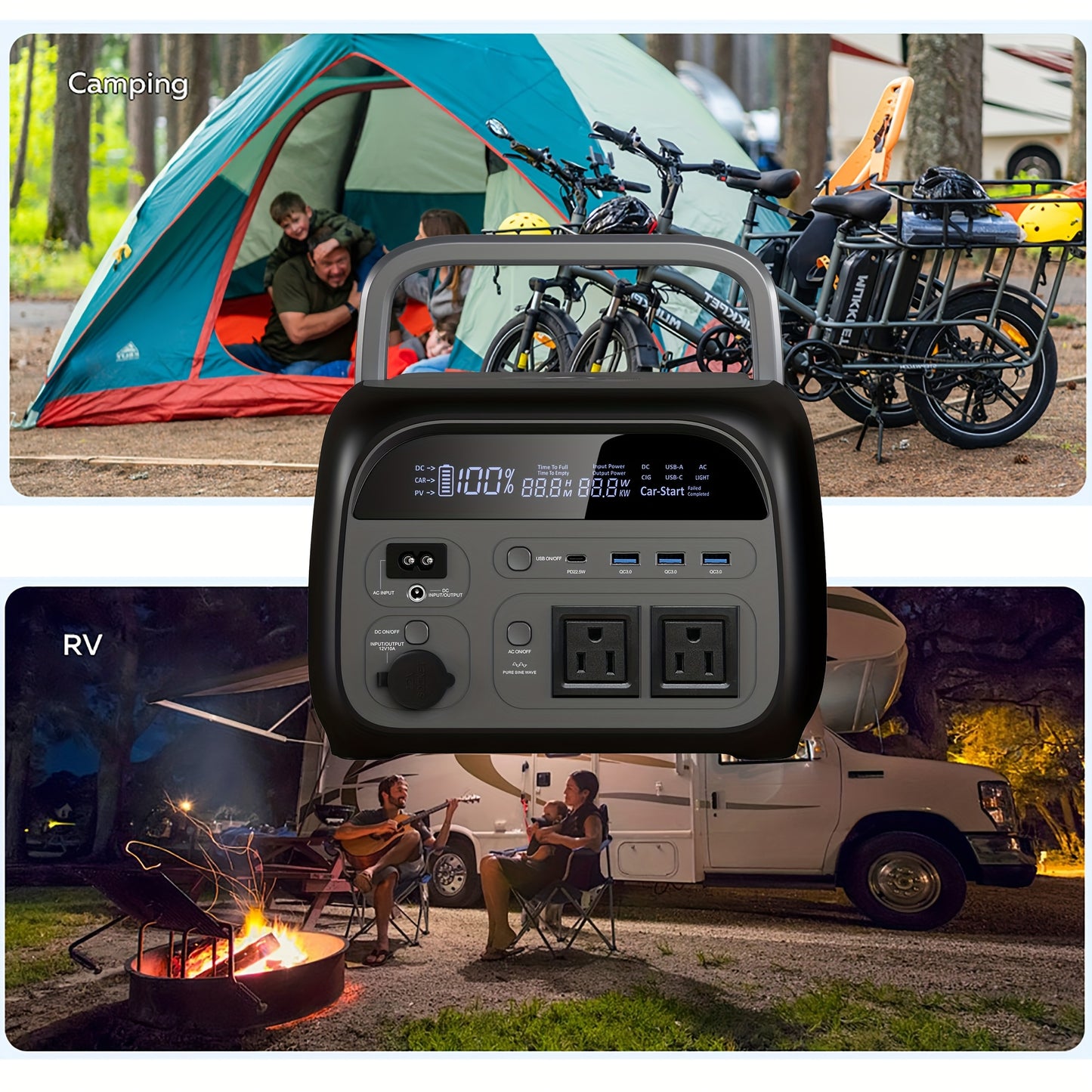 345Wh 500W Portable Power Station (100W Solar Panel Sold Separately) | LiFePO4 Battery, UPS Function, 2x110V AC Output | Power for Camping Gear, Garden/Yard Decor, Party Decorations, Christmas Lights | Solar Generator, Emerge