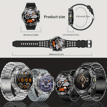 Men'S Smart Watch, Waterproof Smart Watch, Suitable for Outdoor Sports, IP68 Deep Waterproof, Waterproof Speaker, LED Flashlight, Call Answering, Music Control, 800Mah Battery, Compass, Compatible with Iphone And Android Phon
