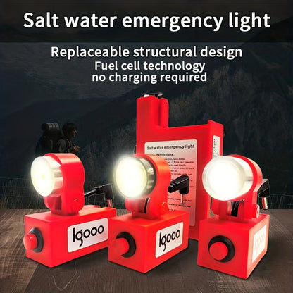 1pc Salt Water Emergency Lantern - Battery-Free, Water-Powered Flashlight with 220H Runtime, Reusable Survival Light for Camping, Tactical Use, Fishing