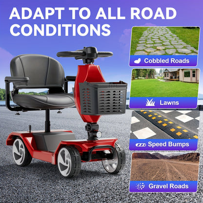 [ Weight Bearing 260 Pounds ] FSA/HSA Four-wheel Electric Scooter With Foldable Design, 15 Mile Range, 250W Dual Motor Front Shopping Basket