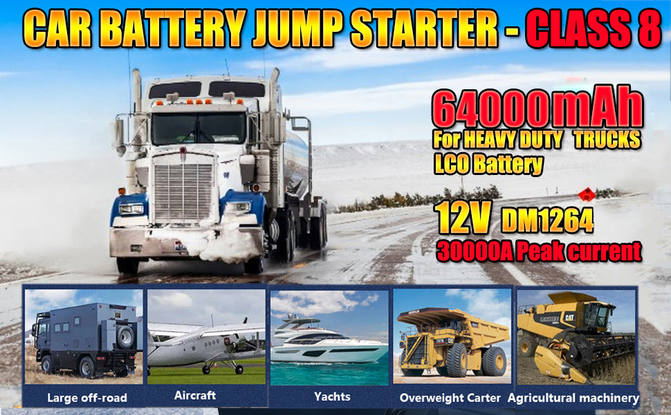 Heavy Duty Jump Starter, DM1264 30000A Ultrasafe 12V Battery Jumper Starter Portable, -40F° Startall Cat Battery Booster Pack for Semi Truck Gasoline and Diesel Engines Up to 26.15gal, Class8, Emergency Power Supply, Vehicle
