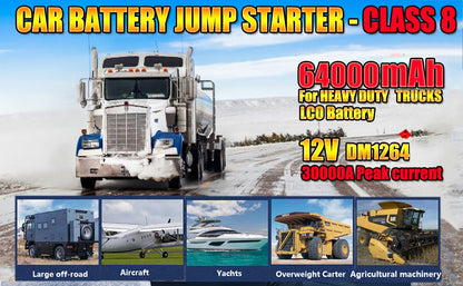 Heavy Duty Jump Starter, DM1264 30000A Ultrasafe 12V Battery Jumper Starter Portable, -40F° Startall Cat Battery Booster Pack for Semi Truck Gasoline and Diesel Engines Up to 26.15gal, Class8, Emergency Power Supply, Vehicle