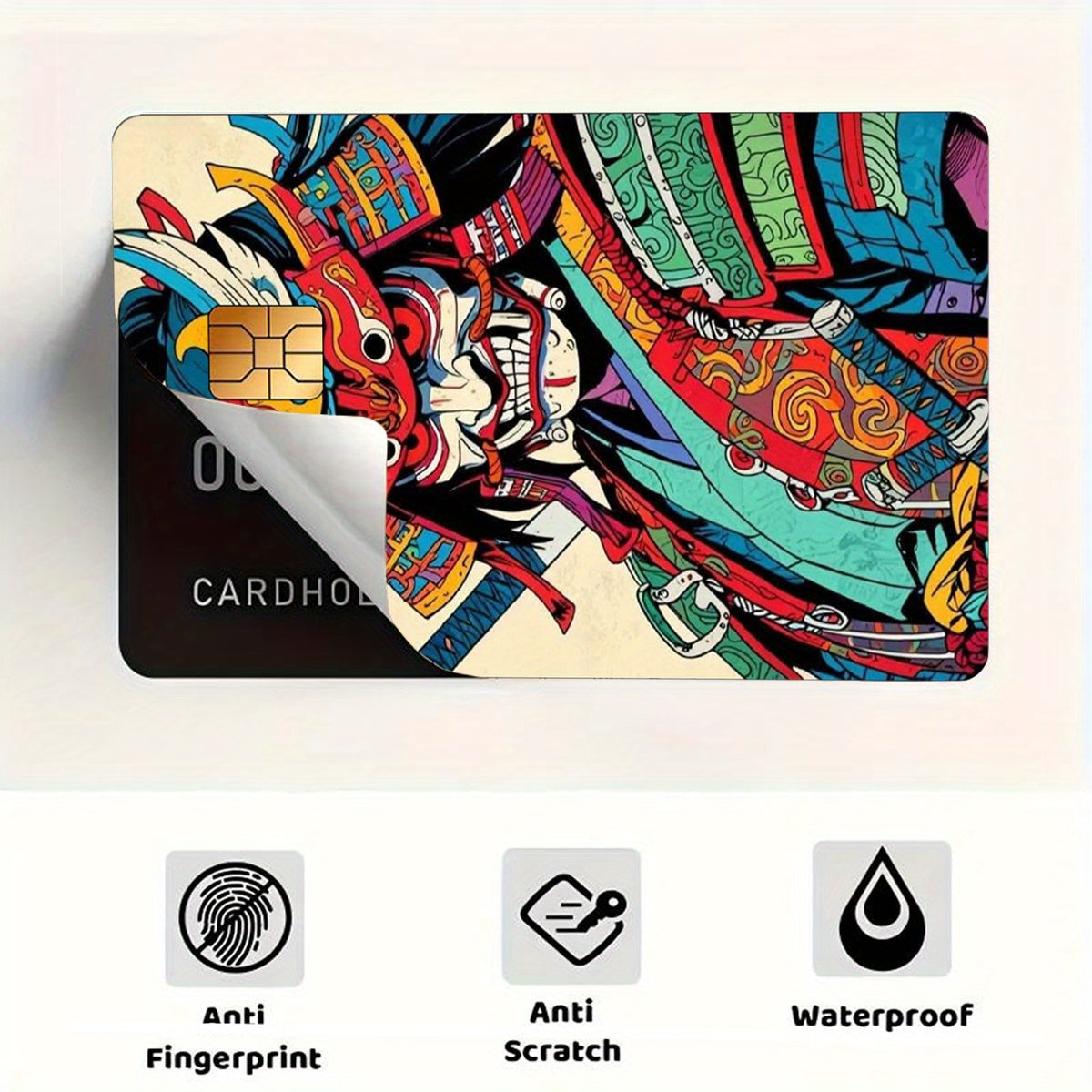 Japanese-style Samurai Pattern Sticker Set, Includes 4 Unique Designs, Durable Privacy Stickers Made of PVC Material, Suitable for Credit Cards, Transit Cards, Debit Cards, Keys, and More, Protects Bank Cards, Perfect as Part