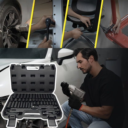 43/50pcs, 3/8-inch Drive Impact Socket Set, 6-point Standard Metric (8-22mm) & SAE (5/16-3/4 Inches), CR-V Steel Sockets With Adapter And Ratchet Handle, Exquisite Gift