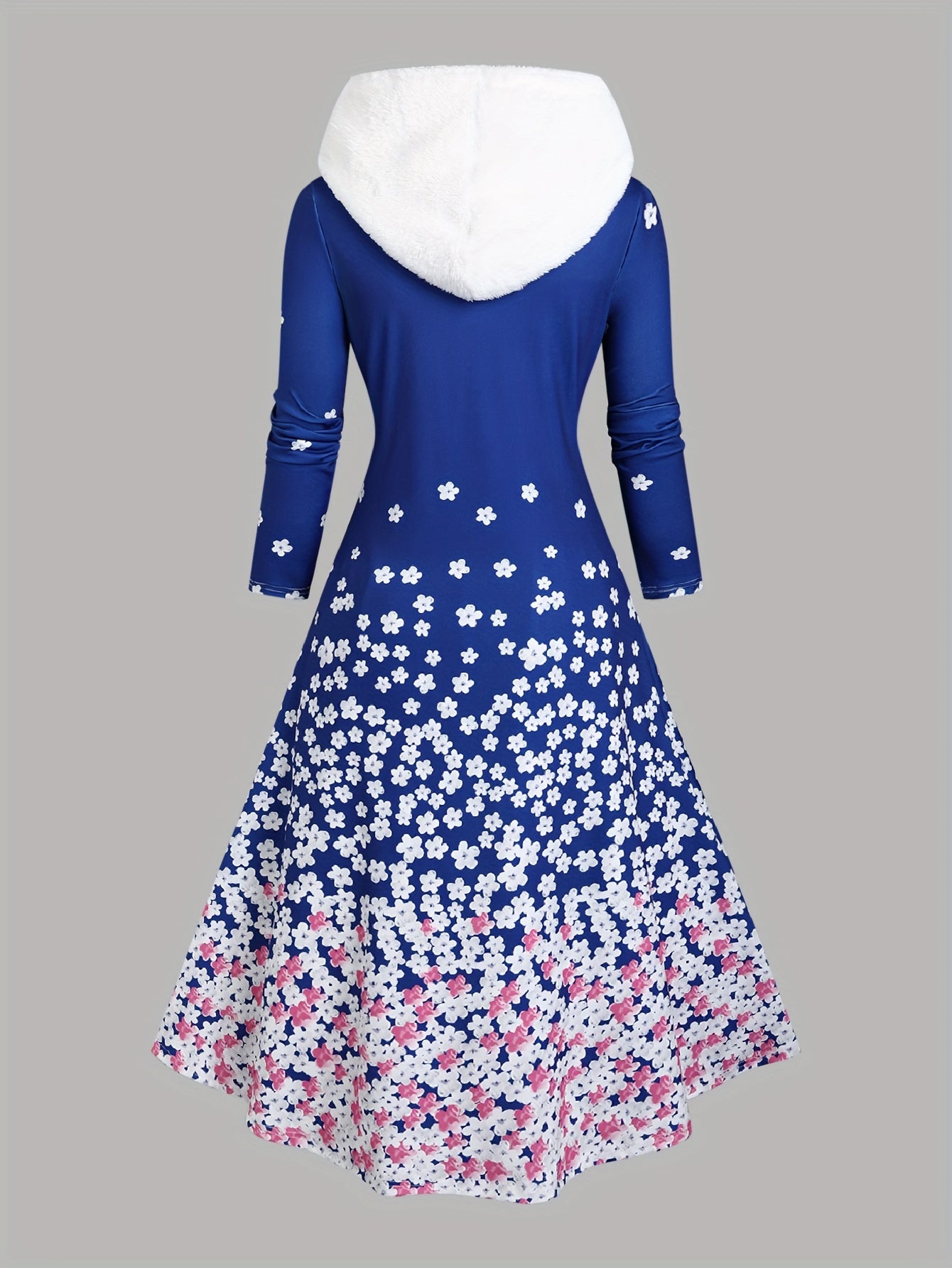 New Autumn And Winter Collection: Stylish Printed Fitted Dress with Long Sleeves And a Hooded Design