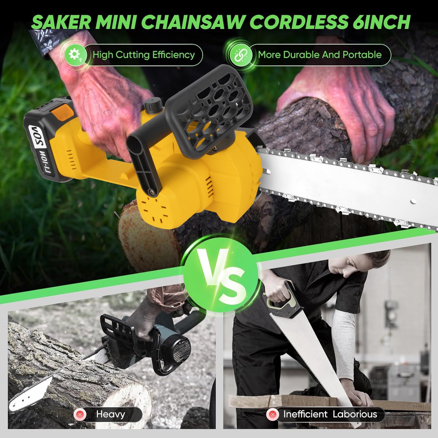 12 Inch Wireless Electric Chainsaw, Equipped With Large Capacity Battery And Fast Charger, Brushless Motor, Portable Handheld Pruning And Shearing Machine, Suitable For Home And Gardening Use