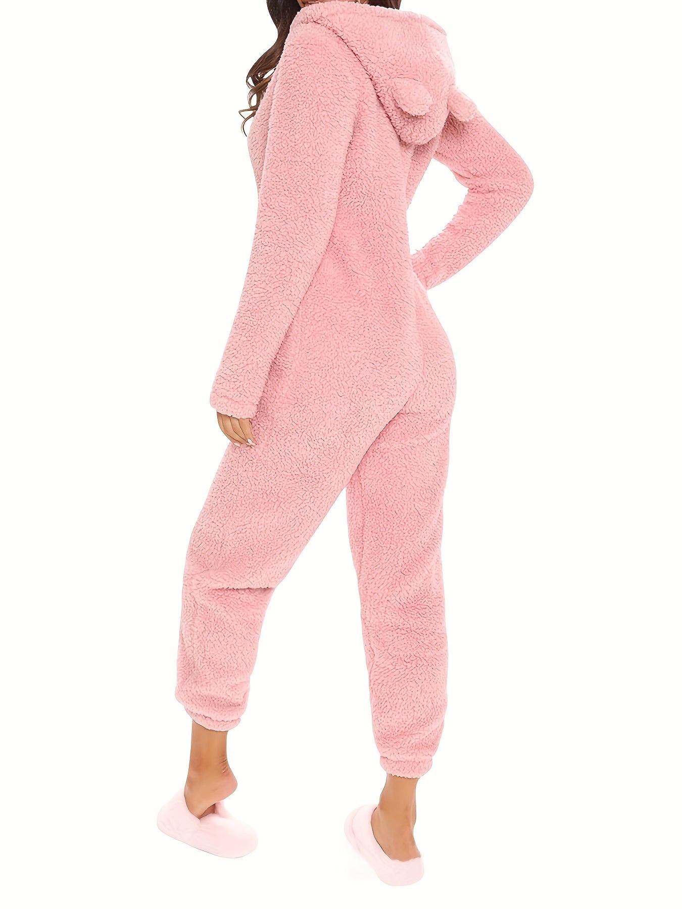 Women's Hooded Bear Ears Plush Onesie Pajamas Loungewear, Home Loungewear, Sleepwear for Women, Playful Pajamas, Cute Onesie, Machine Washable, Durable Sleepwear, Fullbody Sleepwear, Plush Sleep Suit, Cozy Home Wear, Adult Wo