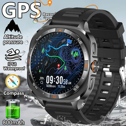 COIUSOR Men's Smartwatch with 360P IPS Display, GPS L1+L5 Dual-Frequency Positioning, wireless call sync SMS alerts 1.46-inch, Compass, Altitude, Air Pressure, 3D Dly Video Watch Face, 800mAh Rechargeable Battery, USB Chargin