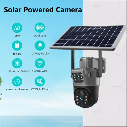1pc 5MP Smart Solar CCTV, AI Home Monitor with Fall Alert & Emergency Call, Two-Way Talk, Night Vision, Cloud Service – Easy Setup for Bedroom, Bathroom, Living Room, Hall