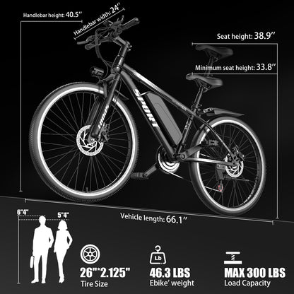 25MPH 26'' Electric Mountain Bike - 749W Motor, 10Ah Removable Battery, 7-Speed Gears, LCD Display, Disc Brakes, 330 lbs Capacity - Off-Road & Commuting Bicycle for Adventure Seekers, Electric Bike for Men, Electric Mountain