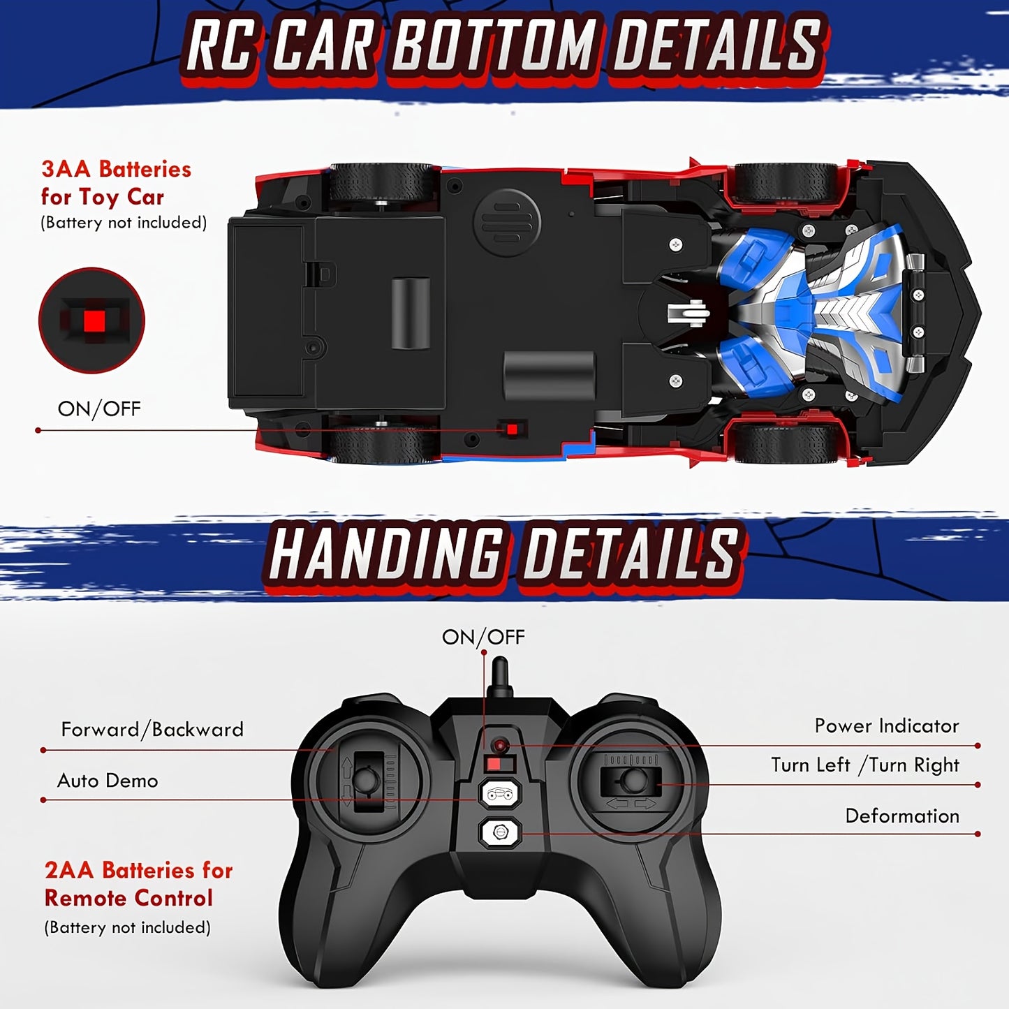 Convert remote control car toys, rechargeable batteries, 2.4GHz remote control car with one-click transformation, fast 360-degree rotating robot - the perfect gift for children
