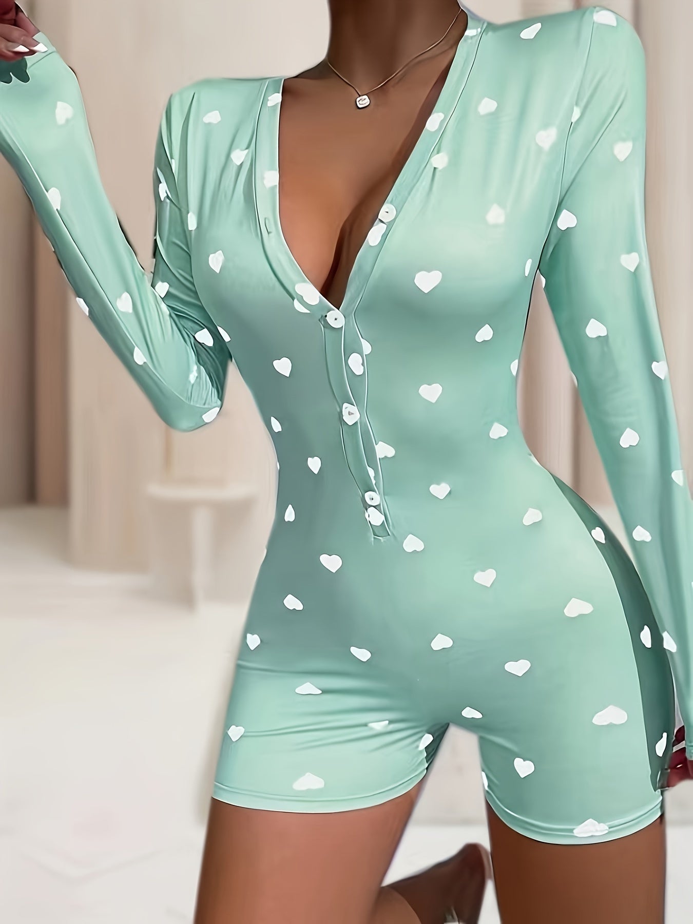 Plus Size Peach Heart Pajama Set