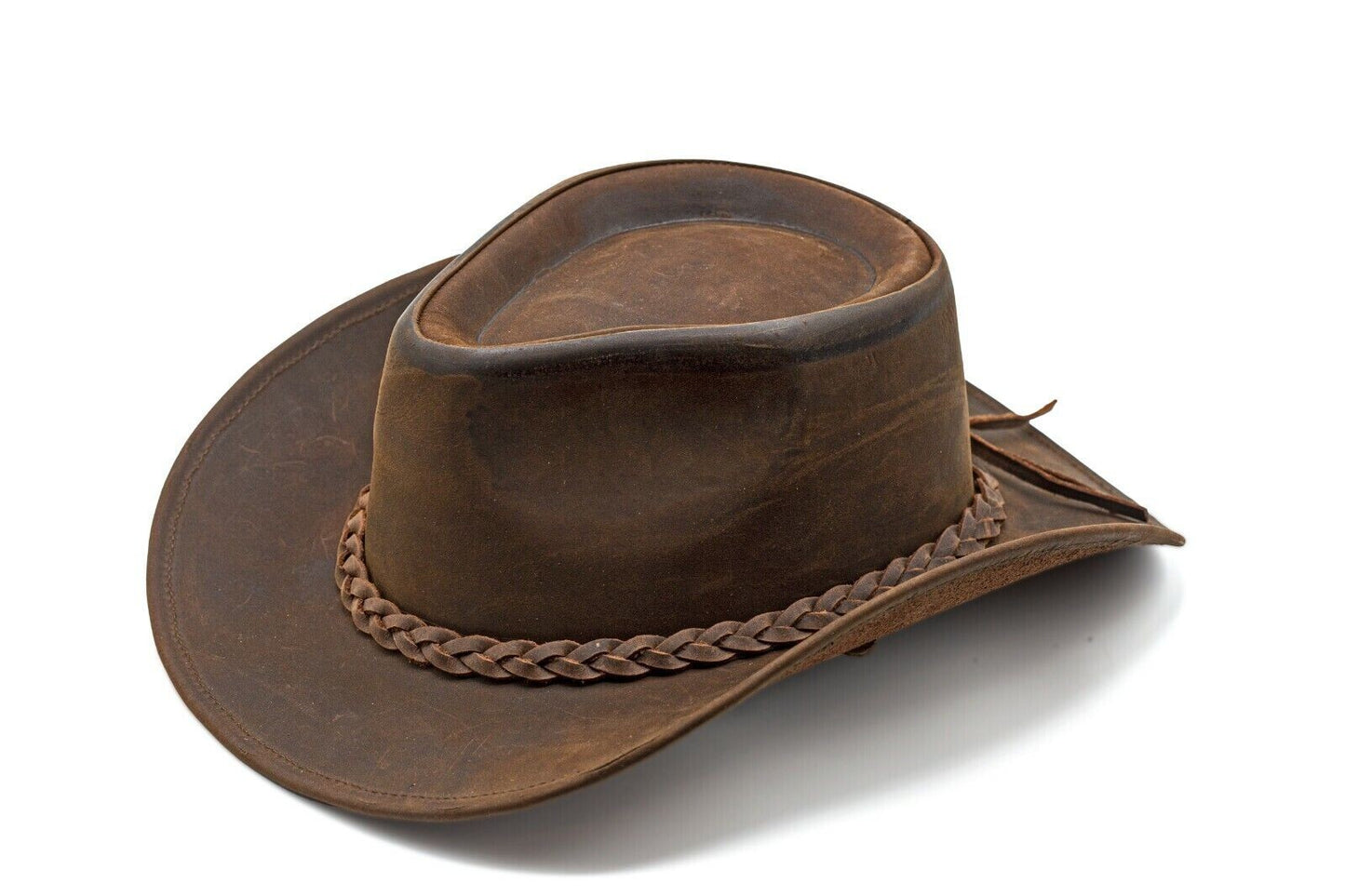 Men & Women Brown Genuine Leather Western Cowboy Hat – Classic Outdoor Riding & Ranch Style Headwear for Travel, Festivals, Horseback Riding, Camping, Hiking & Country Events – Perfect Gift for Thanksgiving, Christmas, Ne