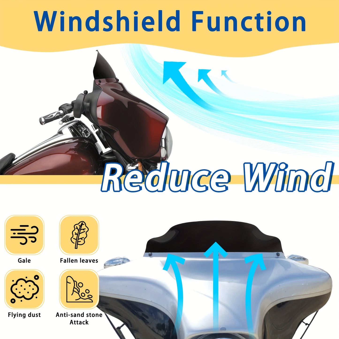 6-Inch Wave Windshield Windscreen Wind Splitter Suitable for Harley Touring Models from 1996 to 2013, Including Street Glide, Electra Glide, Tri Glide, And Ultra Classic Glide, Available in Black, Clear, Or Smoke