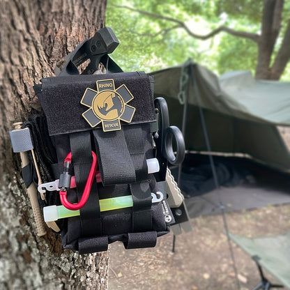 RHINO RESCUE Green Tactical First Aid Kit, IFAK, 39.37inch Tactical First Aid Kit, Including Tourniquet, Bandage, Chest Seal, Used for Severe Bleeding Control, Made Of Nylon Material, with MOLLE Quick Release System