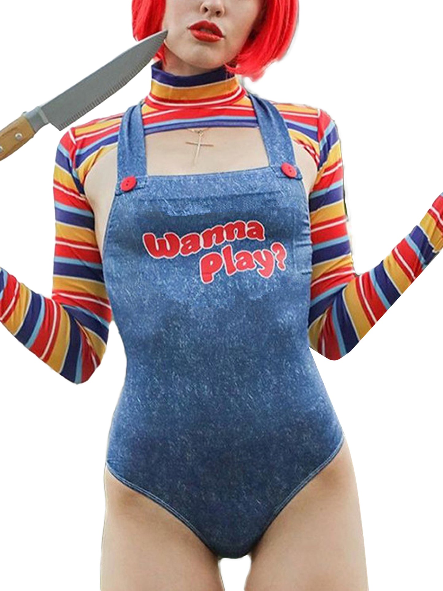 Women's 2pcs Bodysuit Jumpsuit - Sexy Mature Letter Print & Stripe Crop Top/Bodysuit Matching Outfit, Full-Body Suit for Cosplay, Theme Parties, Casual Attire - Hand Washable Adult One-Piece (Non-)