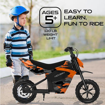 Hover-1 My First Dirt Bike for Kids - 300W Motor, 9MPH Max Speed, 9 Mile Range, 12" Off-Road Tires, 120LB Max Weight, Twist Grip Throttle & Rear Disc Brake Electric Dirt Bike for Kids Ages 5+ Years
