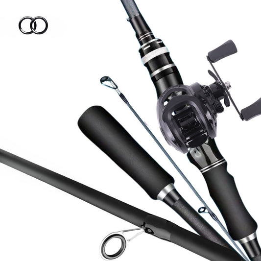 Black Fishing Rod Set - Carbon Fiber Rod and Aluminum Alloy Fishing Reel Combo - 64.96/ 70.86 Inches - 7.2:1 Speed Ratio - Fast Fish Retrieval - Super Strong Braking Force - A Great Gift for Outdoor Fishing Enthusiasts, Light