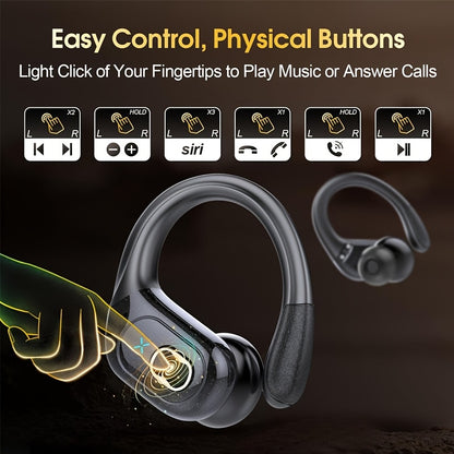 2025 New HD65 Endurance Wireless Headphones Aptkdoe Sports Cordless Headphones, Wireless 5.3 Headphones, 50H Stereo HD Microphone, LED Display, Sports/running Hook Cordless Headphones, Long Life, Intelligent Noise Reduction