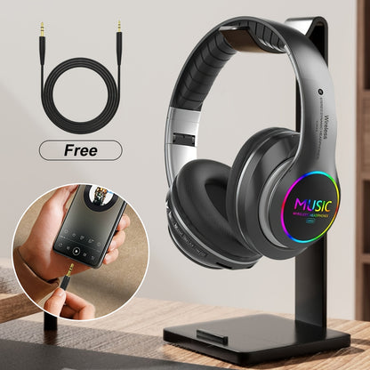 Wireless Noise Cancelling Headphones, Wireless Earbuds with Deep Bass, Lightweight Foldable Headphones with Built-in Microphone, for Work Laptops, Mobile Phones, On-head Gaming Headphones, Compatible with Android/iOS, Father'