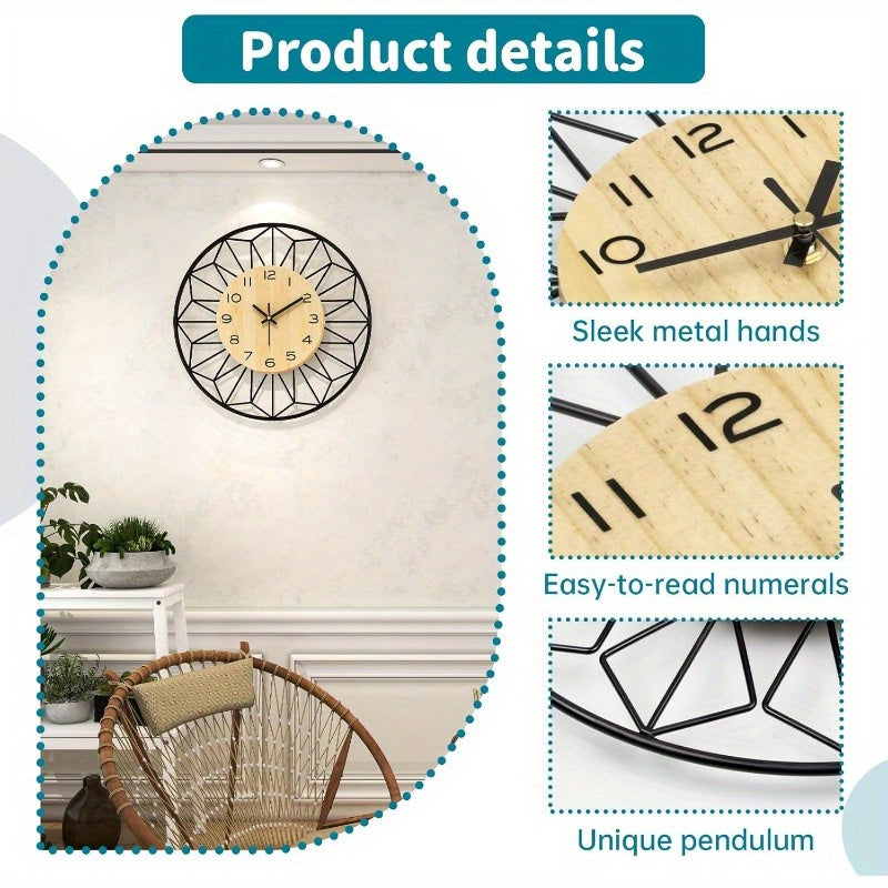 Large 20x20 Inch Modern Minimalist Wall Clock - Silent Non-Ticking Quartz Movement, Battery Operated (AA Not Included) - Farmhouse, Living Room, Bedroom, Office Decor - Easy-to-Read Numerals - Ideal Housewarming or Wedding Gi
