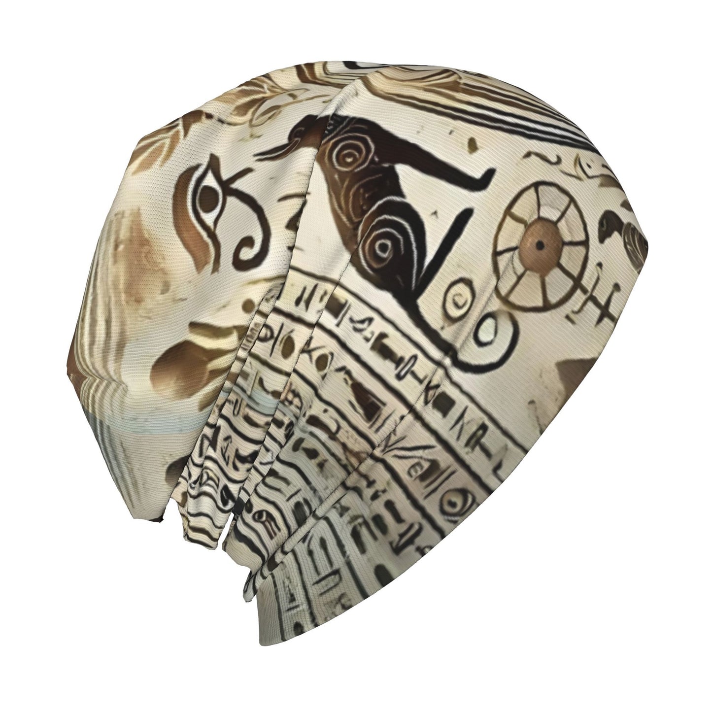 Egyptian Hieroglyphic Beanie Hat - Ancient Egyptian Symbols & Pharaohs Design, Lightweight Stretchable Unisex Skull with & Scarab Beetle Motifs, Soft Fit for &, History-Themed Accessory
