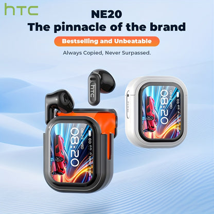 HTC NE20 AI AT WS Wireless Translator Earphones 6.0 Supports 134 Languages Real-time Translation with Screen Earphones Suitable for Sports, Running and Work, HIFI Earphones, Work Headphones, Sports Earbuds, Ergonomic Fit, Lig